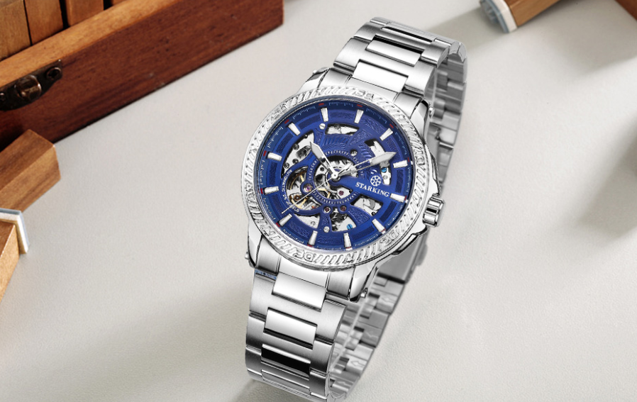 Sanctuary Watches SK Swiss Automatic Tornado Brilliant Blue Mechanical  Skeleton Watch