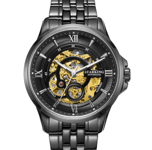 Sanctuary Watches SK Swiss Automatic Black Total Atom Mechanical Skeleton  Watch