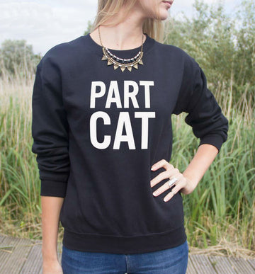 Part Cat Print Women Sweatshirt Jumper Cotton Casual