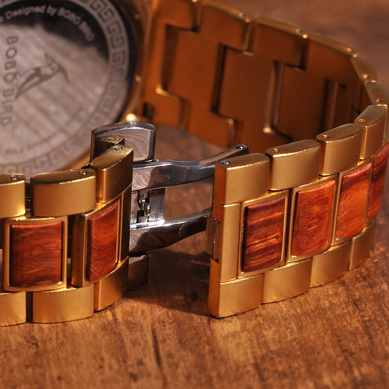 WindChester Gold Wood Chronograph