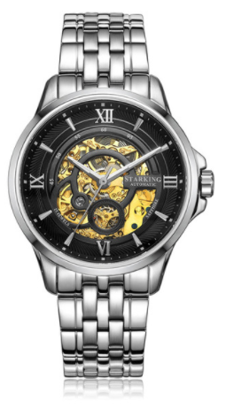 Sanctuary Watches - SK Swiss Automatic Black & Silver Total Atom Mechanical Skeleton Watch
